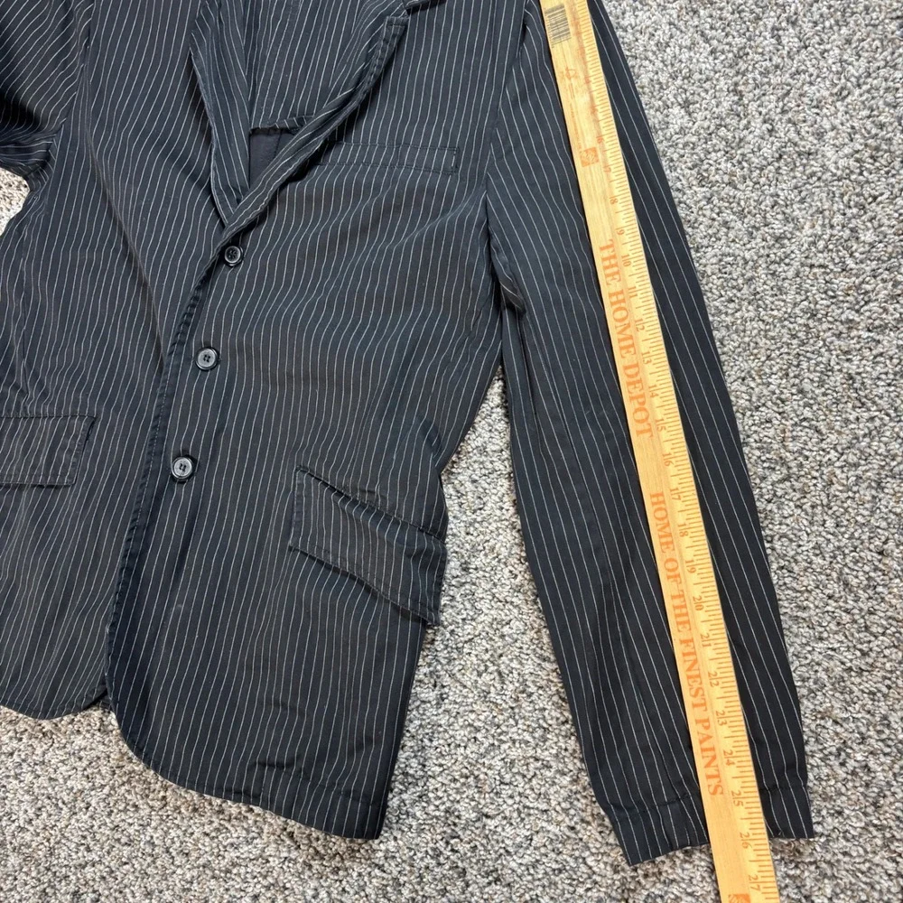 Tripp NYC Men's Large Blazer Jacket Man Black Pinstripe Gothic Punk Cotton